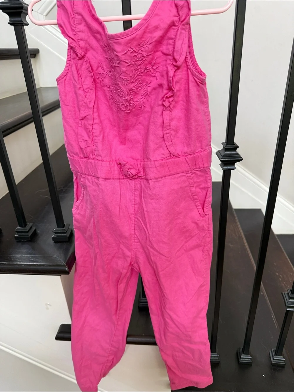 GAP Bright Pink Embroidered Cotton Romper never worn